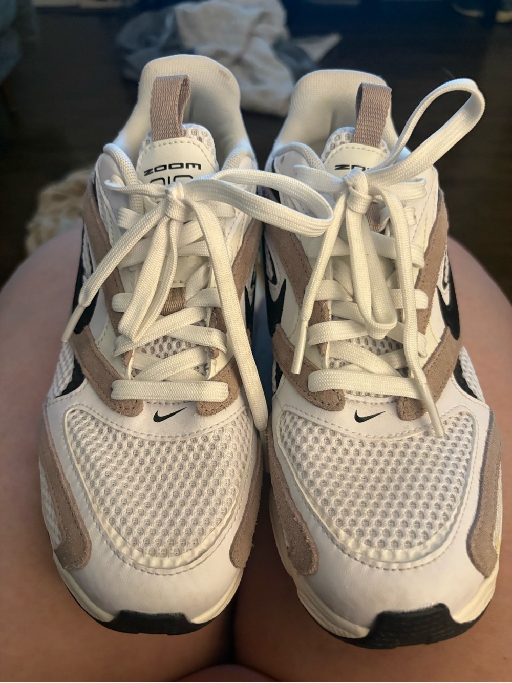 Nike air zoom fire sneakers White, Beige & Black Mesh Running Sneakers